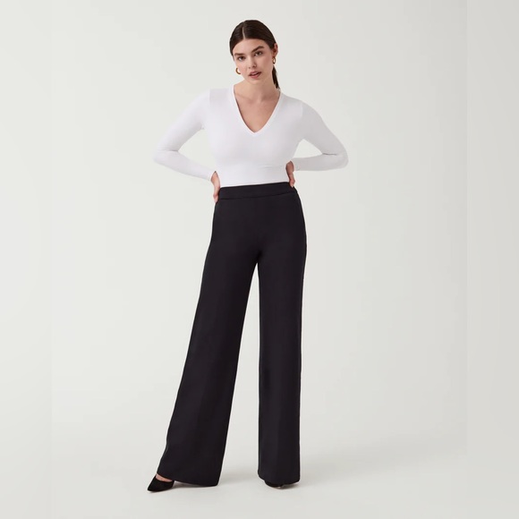 Spanx Black Wide-Leg Trousers - Picture 1 of 5